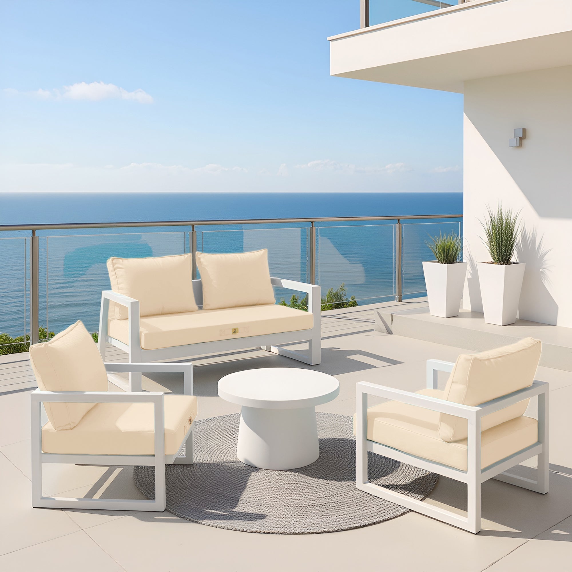 Coussins pour salon de jardin déhoussable 60x70cm Beige - 4