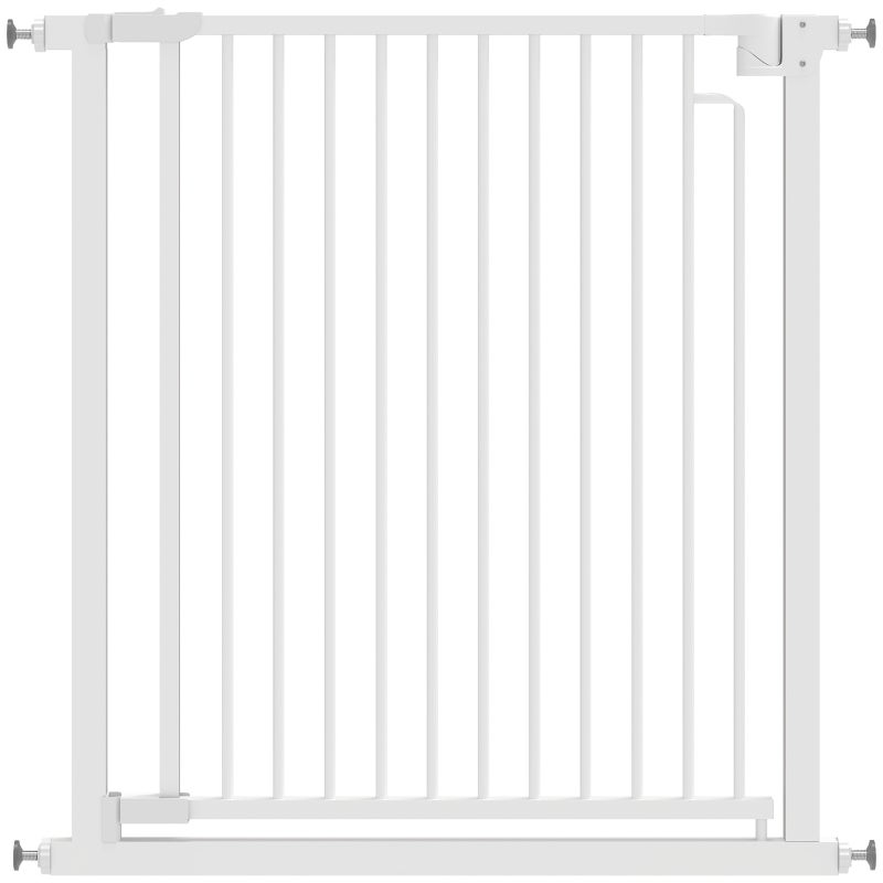 Bariera poarta scari fara gaurire cu inchidere automata pentru scara bucatarie copii 76-80 x 76 cm Alb, Cusca animale, Alb, Otel carbon