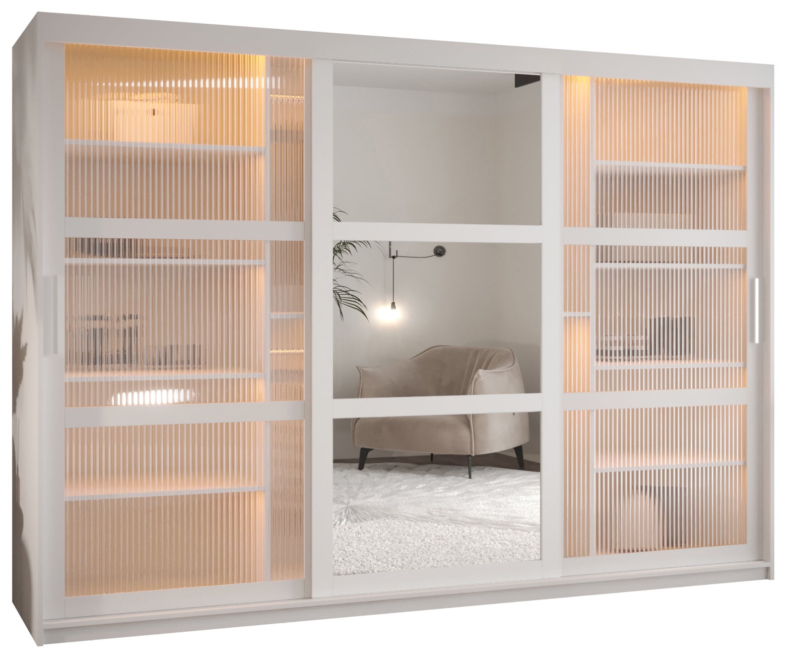 Szafa przesuwna Flutes 2 250 x 62 x 200 biały