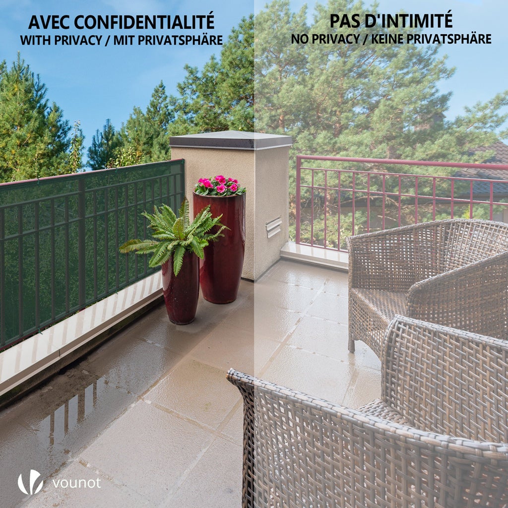 Brise vue occultant en HDPE 90g/m² 1x10m avec attaches de fixation vert VOUNOT® - 7