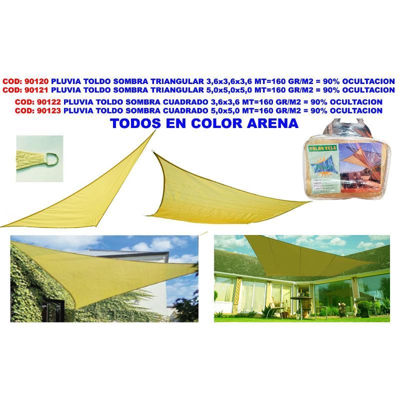 Pluvia toldo sombra cuadrado 3,6x3,6 mt 160 gr-m2 90% ocultacion ...
