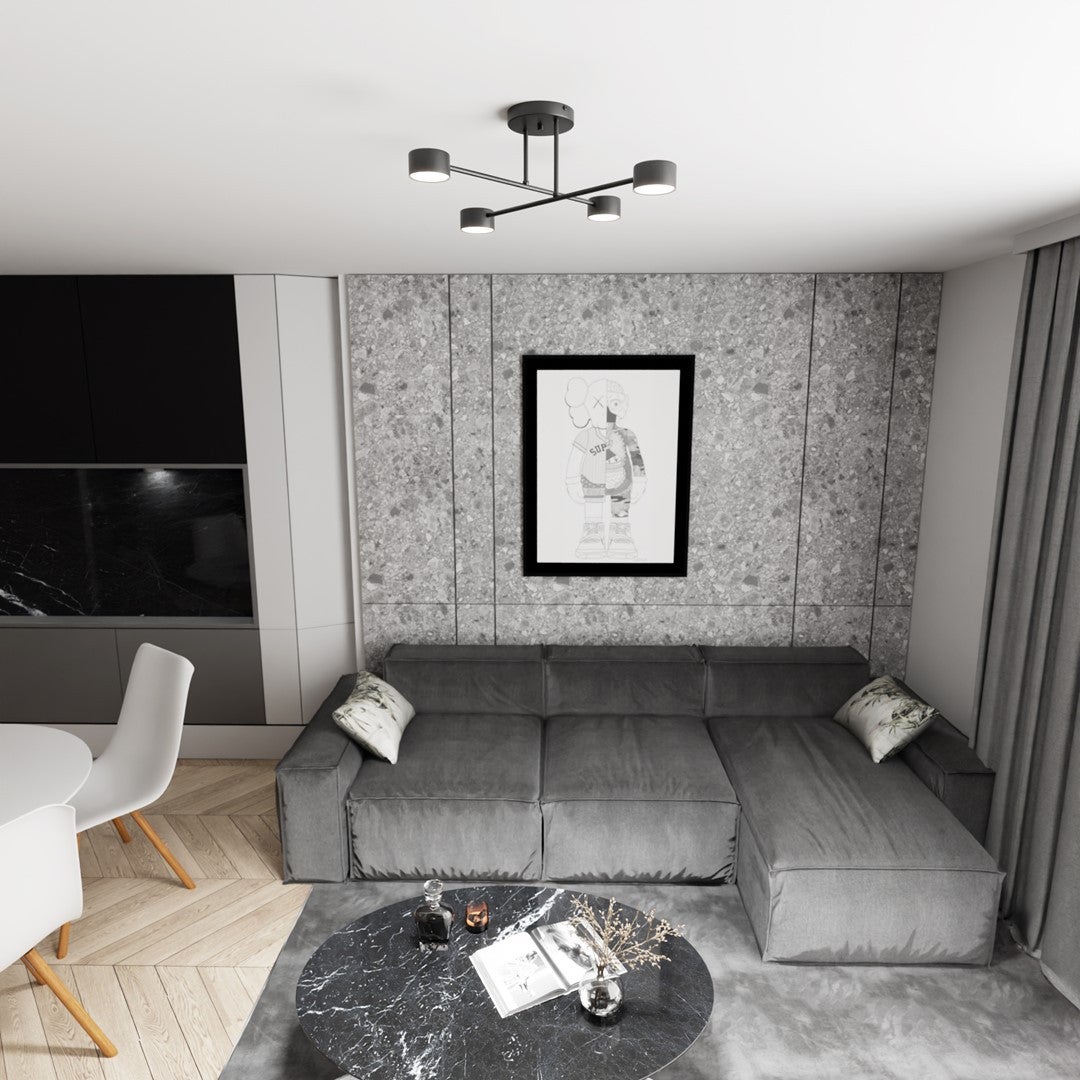 Lampa sufitowa Halo czarna 4xGX53x8W nowoczesna wym: 20 x 60 x 60 cm metal Emibig - 5