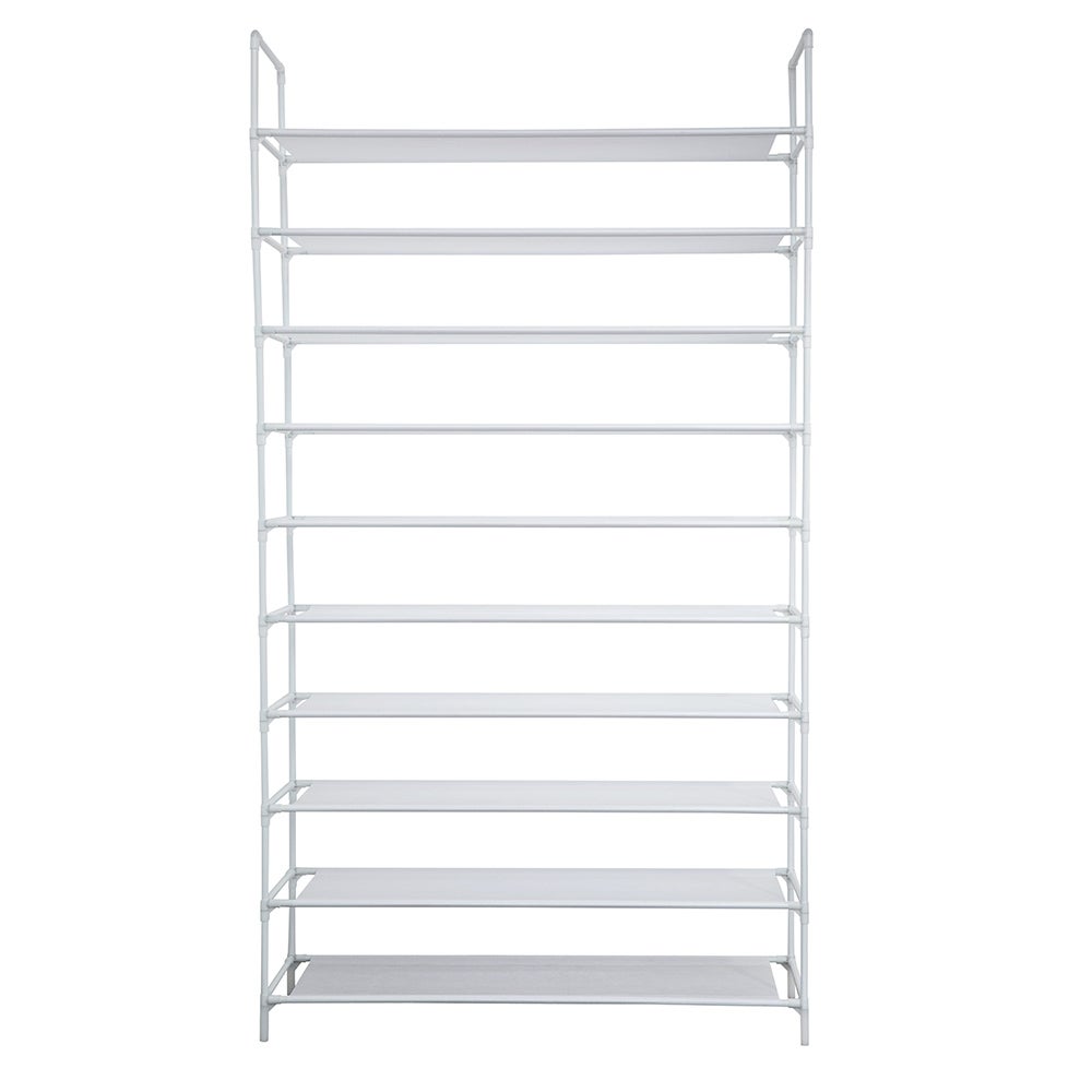 Armoire à chaussures pour 50 paires - Blanc - 10 étagères - 4