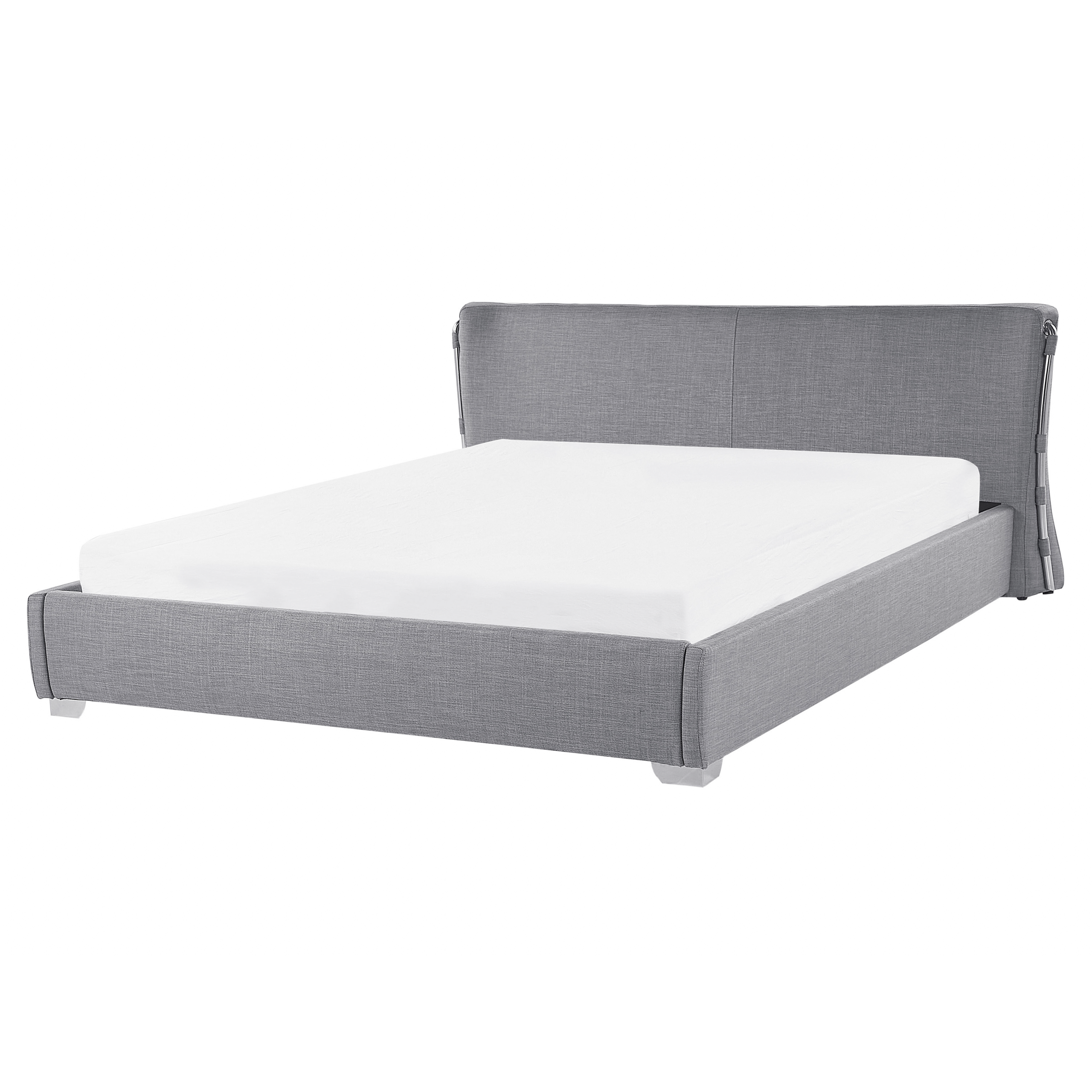 Homgoday Lit à sommier tapissier avec matelas, rembourré, avec tête de lit et sommier à lattes, pour chambre à coucher, chambre d'amis, gris foncé, 180 x 200 cm, en tissu