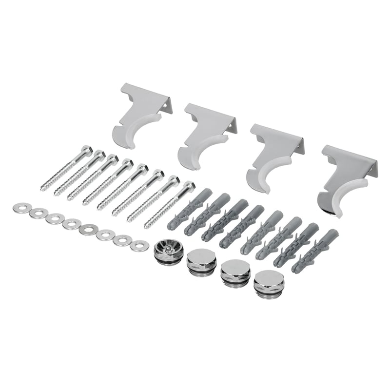 LuxeBath wspornik montazowy do grzejników dekoracyjnych, chrom, material montazowy do grzejników plytowych, zestaw wsporników zawieszenia akcesoria do