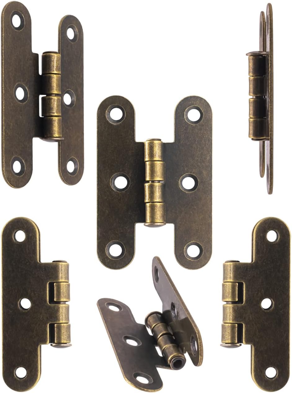 Zestaw 6 klasycznych metalowych zawiasów w kolorze antycznego brązu, 55 x 37 mm - 3