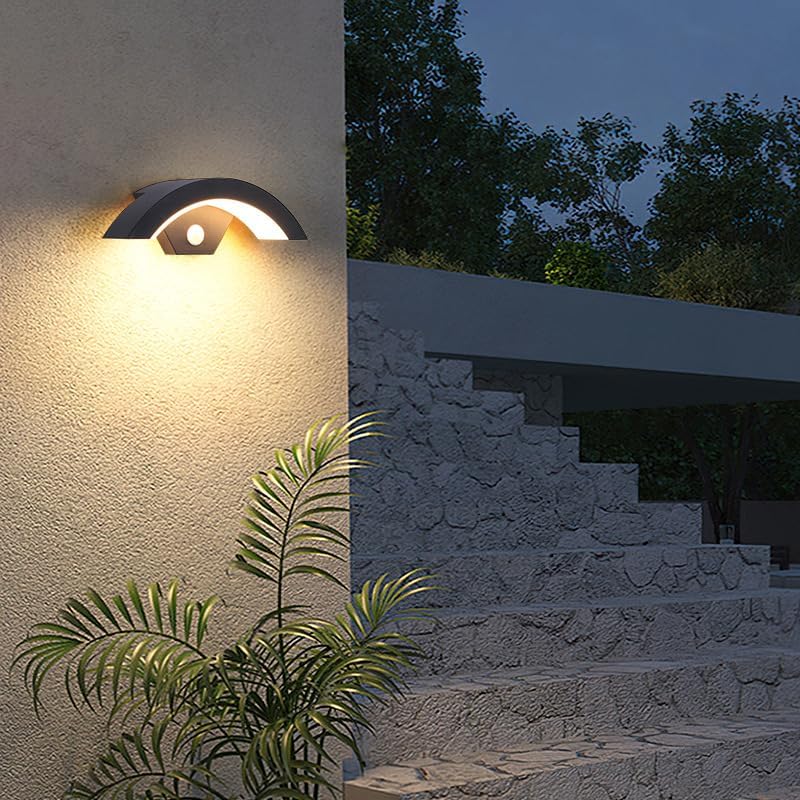 COMELY Applique Murale Extérieure LED 24W 2700LM avec Détecteur de Mouvement,IP65 Étanche,Lampe Murale Noire 3000K pour Jardin, Terrasse,Entrée,Garage - 2
