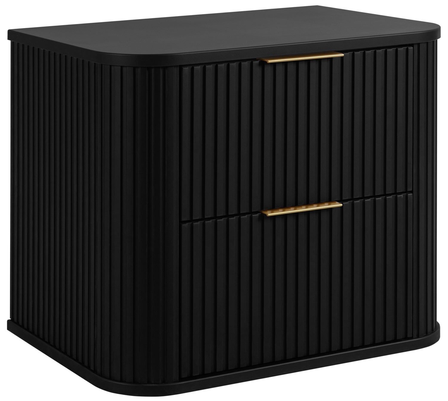 Szafka łazienkowa GLAMOUR 60 cm CZARNA wisząca ryflowana 2 szuflady SOFT CLOSE + 2 kolory uchwytów