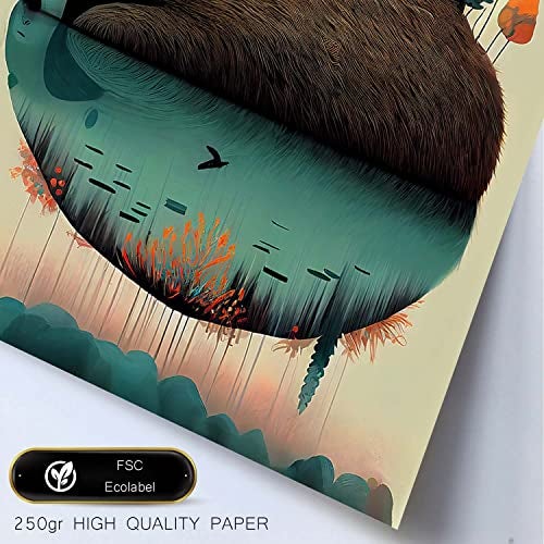 Nacnic Poster De Castor En Estilo Precisionismo Ilustraciones Infantiles A Todo Color De Animalitos Durmiendo A4 Marco Negro - 2