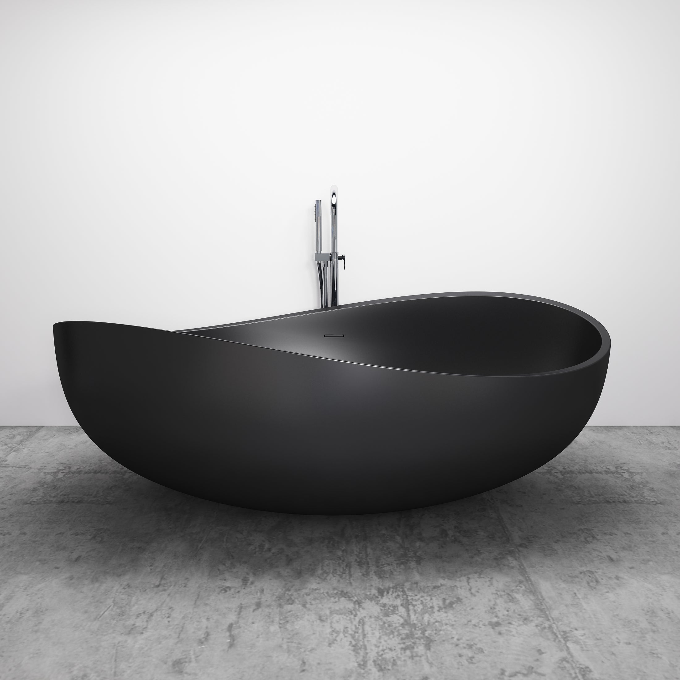Bernstein Wanna wolnostojąca WAVE odlew mineralny – 180x110 czarny mat