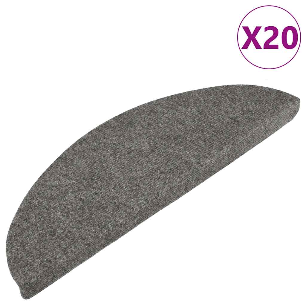 vidaXL Tapis d'escalier auto-adhésifs 20 pcs gris 56x17x3 cm - 2