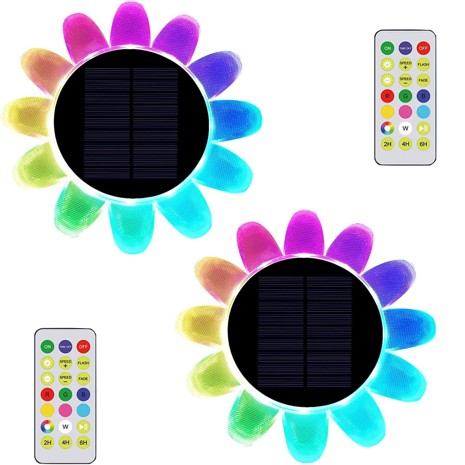 Pływające światła basenowe RVB, słonecznikowa lampa ogrodowa zasilana energią słoneczną IP68, wodoodporne światła LED do stawu z pilotem - 2 szt.