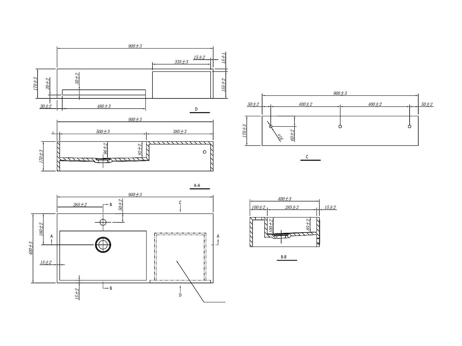 Umywalka wisząca z litą powierzchnią z wieszakiem na ręczniki – Biała – Szer. 90 x Głęb. 40 x Wys.17 cm – GANDAKI - 6