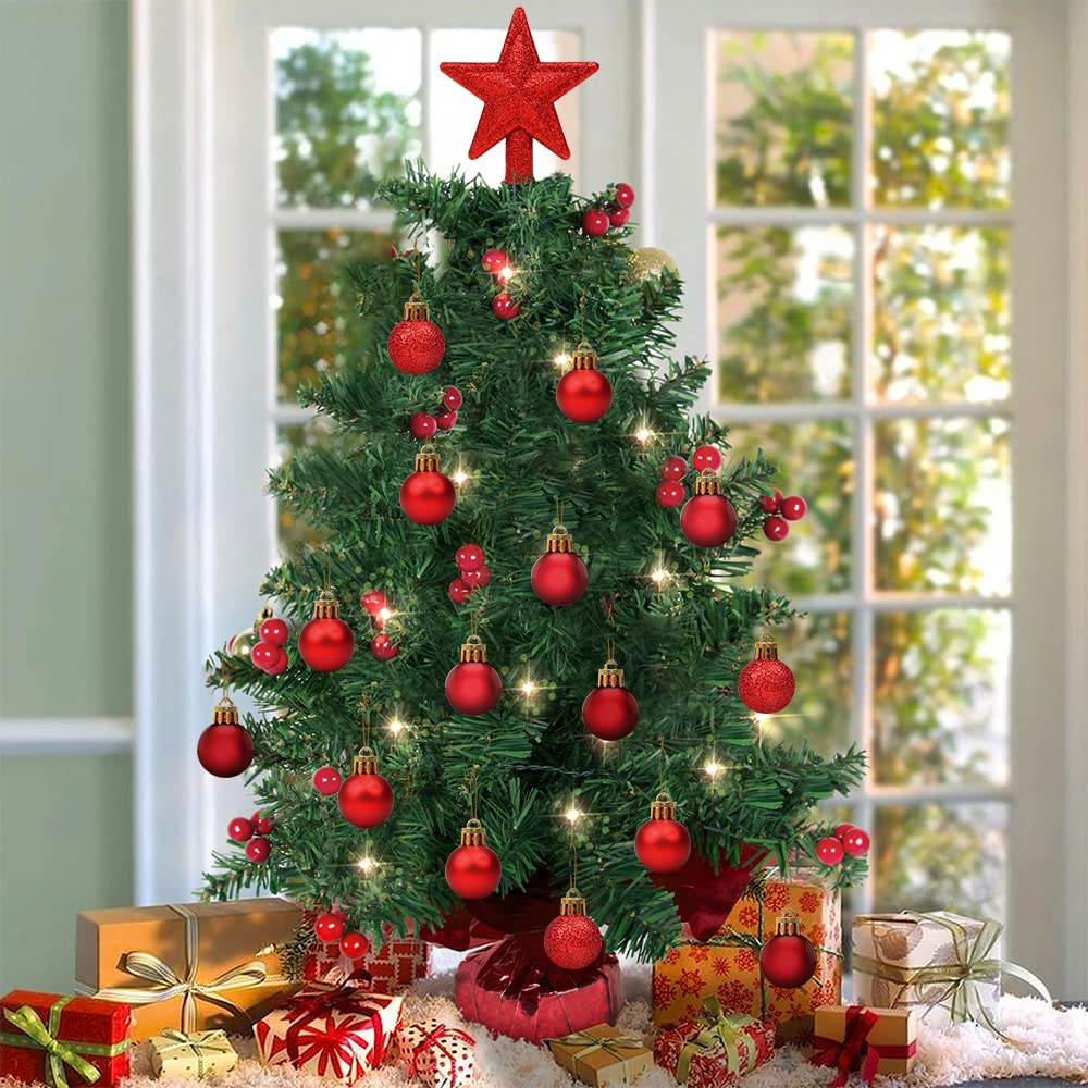 Kit Addobbi Natalizi Rossi 102 Pezzi Wintem | Sfere, Stelle E Cuori Infrangibili Per Albero E Casa