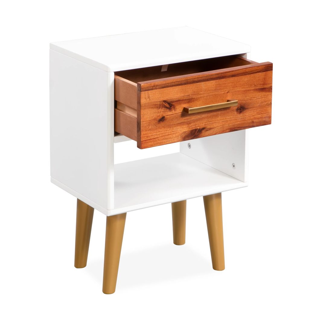 Table de nuit chevet commode armoire meuble chambre 40 x 30 x 45 cm bois d'acacia massif 1402081 - 4