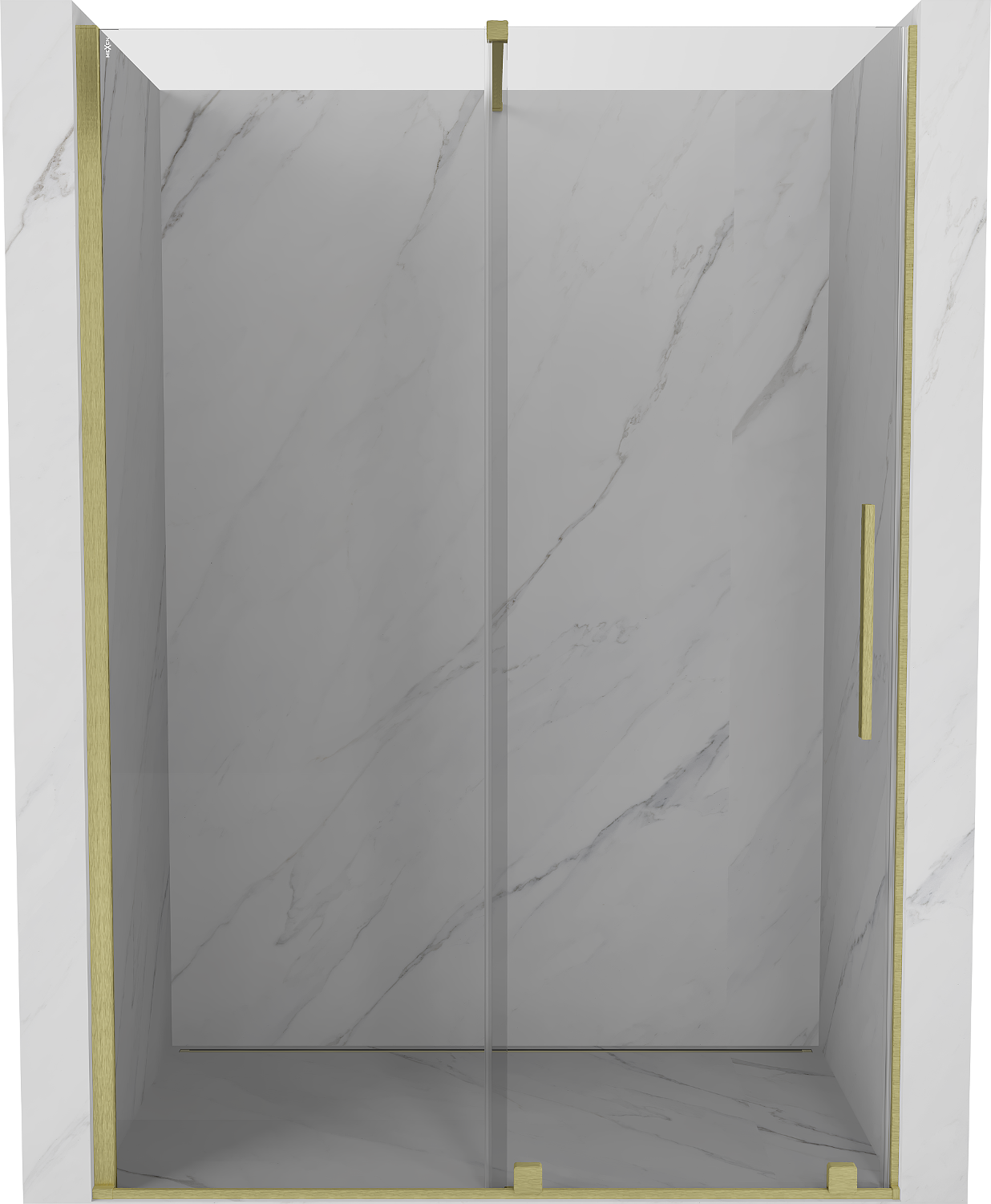 Mexen Velar drzwi prysznicowe rozsuwane 150 cm, transparent, złote szczotkowane - 871-150-000-01-55