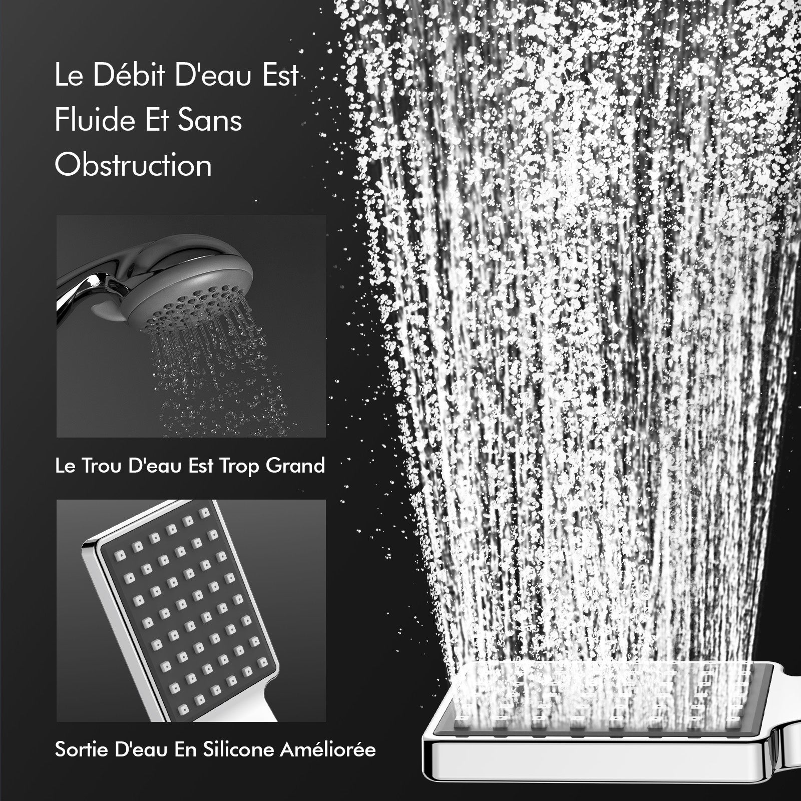 Colonne de Douche Thermostatique Chromé, Ensemble de Douche avec pomme de douche et tête de douche, Hauteur Réglable 855-1105mm - 5