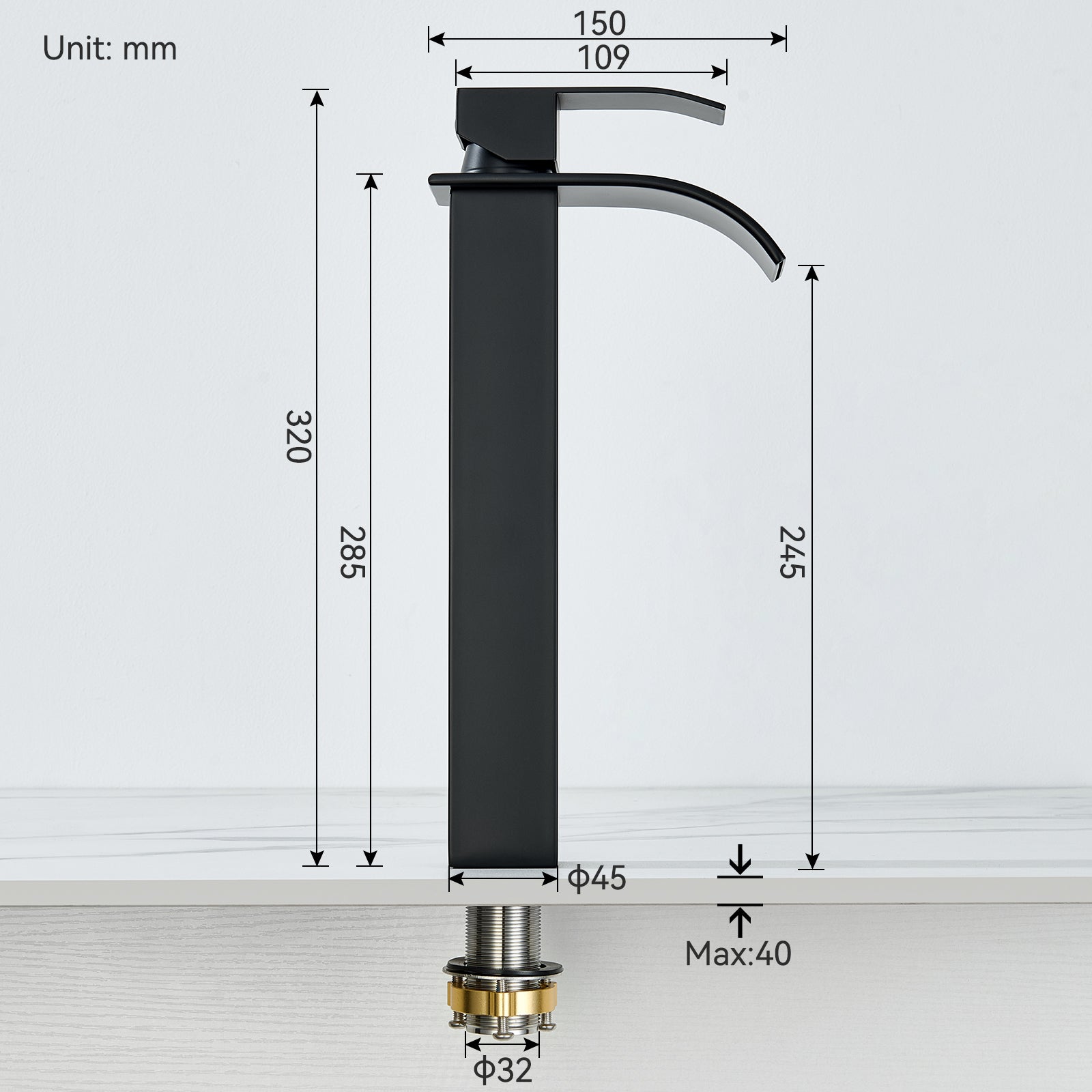 Robinet salle bain noir levier unique eau chaude/froide mitigeur lavabo robinet lavabo avec 2 tuyaux mitigeur salle de bain - 8