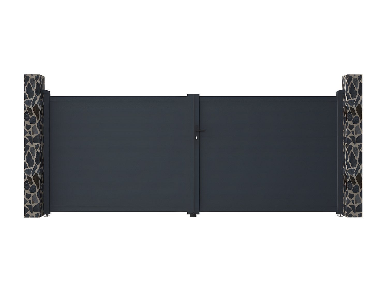 Portail battant aluminium plein L397 x H166 cm anthracite - NAZARIO - 3