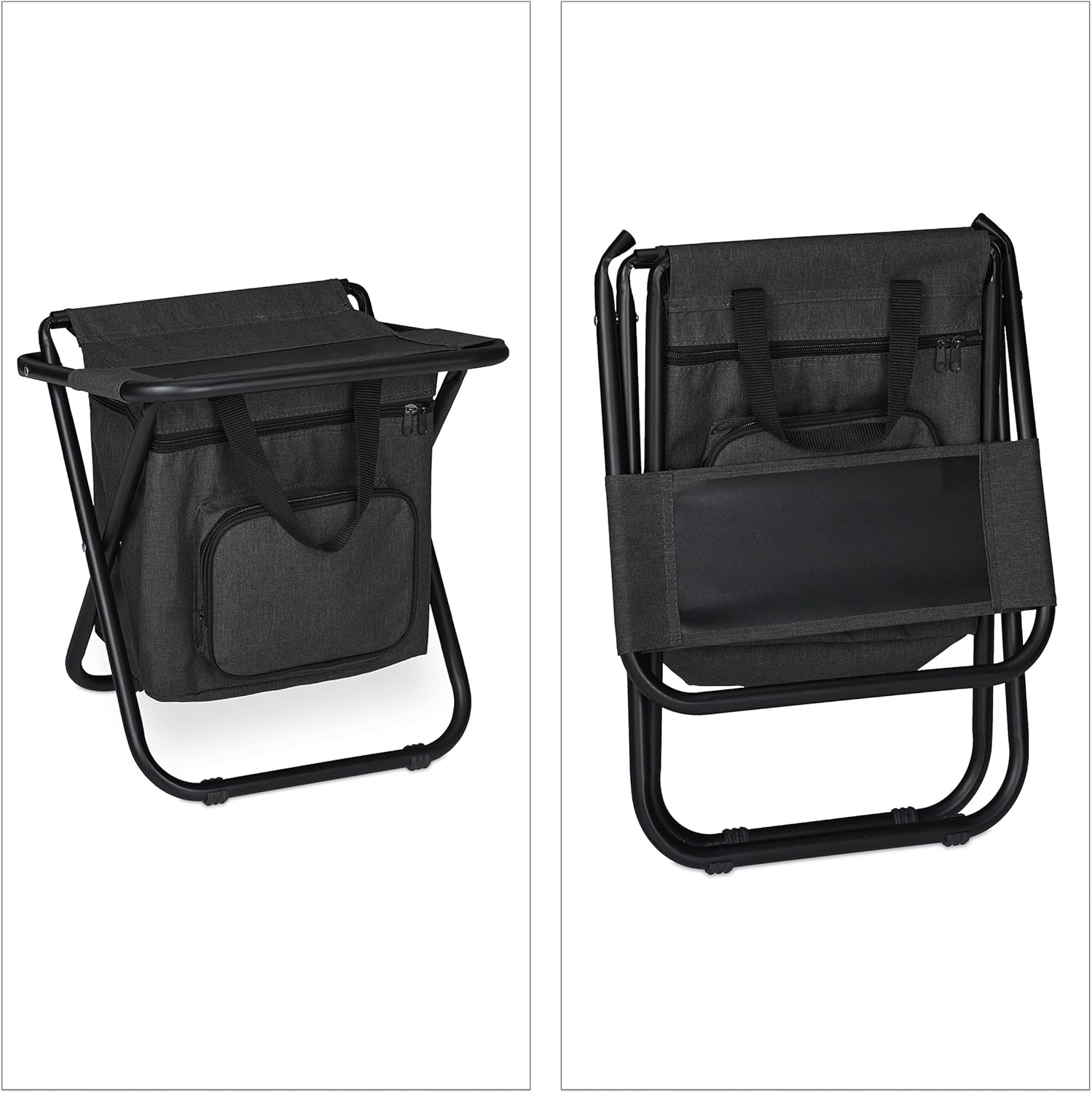 Sgabello da campeggio con tasca, pieghevole, senza schienale, da