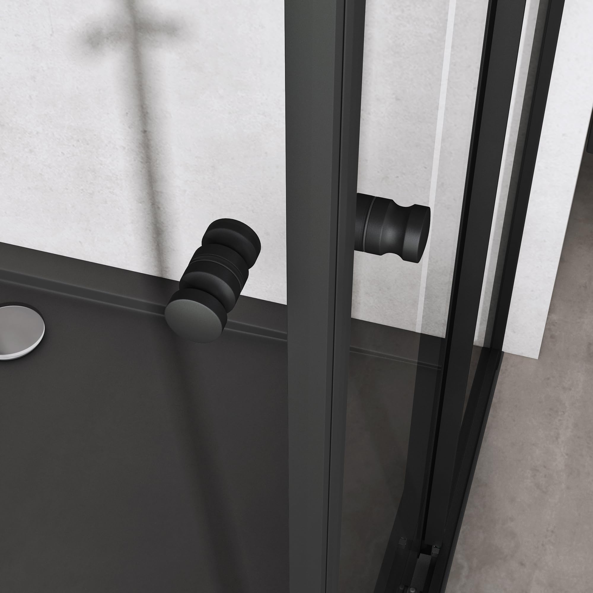 doporro Cabine de Douche Noir en Angle Transparent 80x120cm Paroi de Douche Portes Coulissantes avec Amortisseur Montage Réversible Ravenna16K-Plus - 5