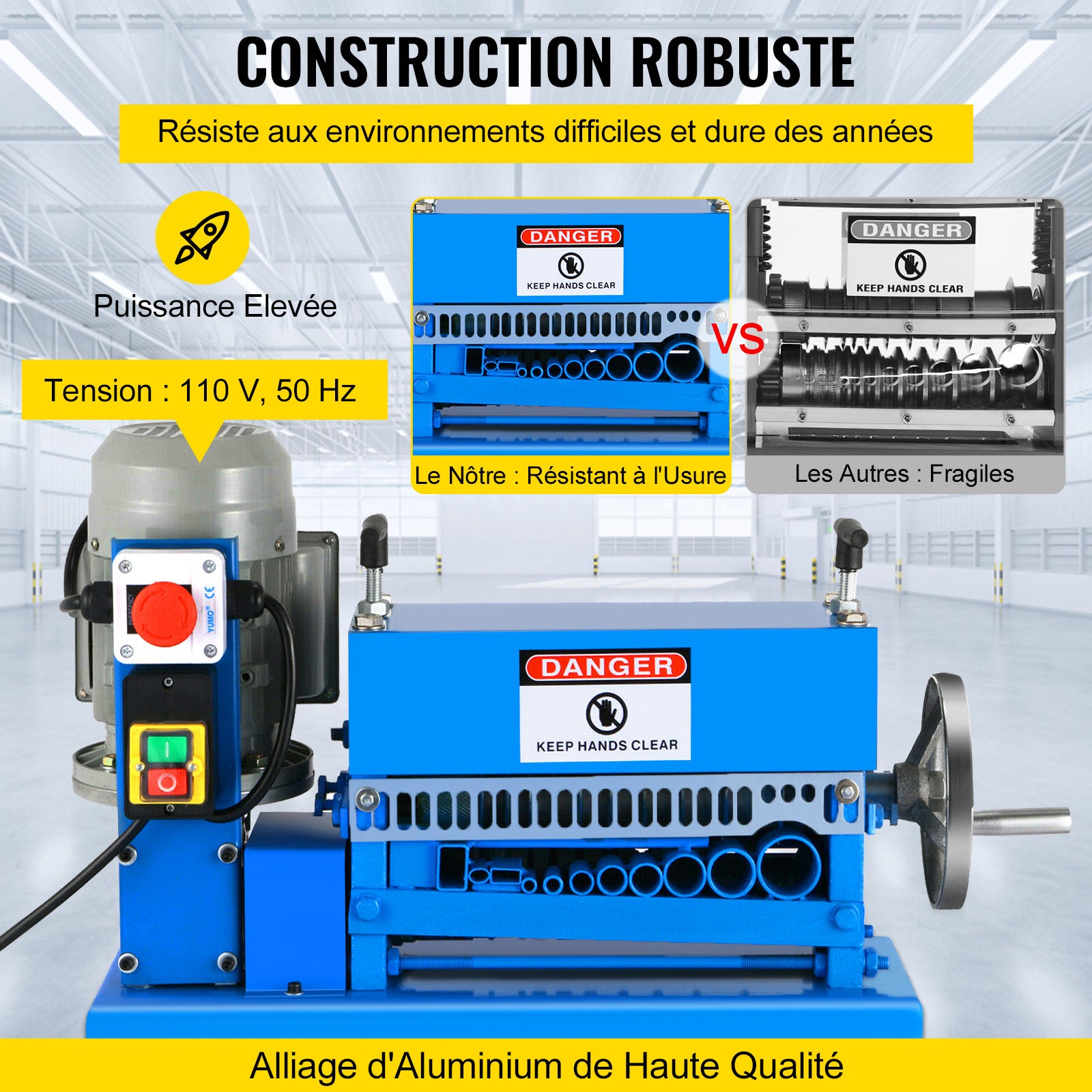 1.5-38MM Machine à dénuder automatique SucceBuy 370W Dénudeur de câbles métalliques 10 Lames Dénudeur de câbles électriques 15 M/Min - 6