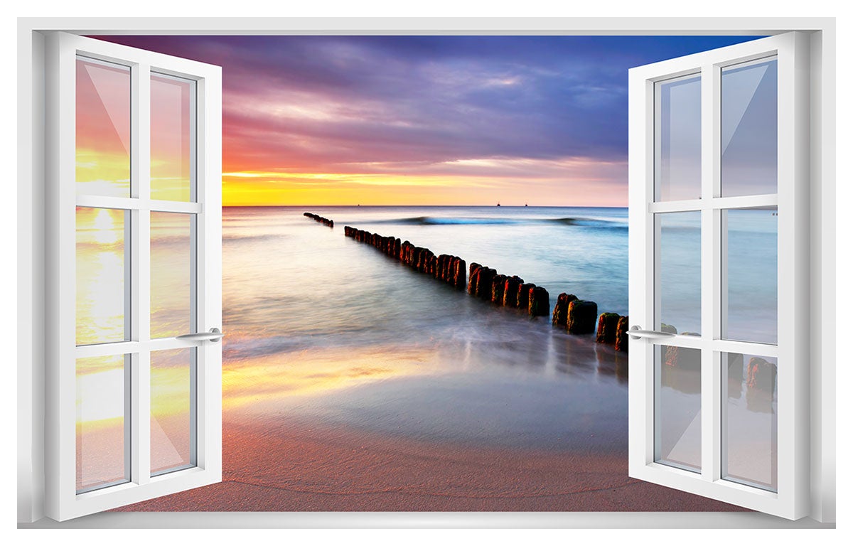 Affiche fenêtre Sunset Beach- 60x40cm - made in France | Leroy Merlin