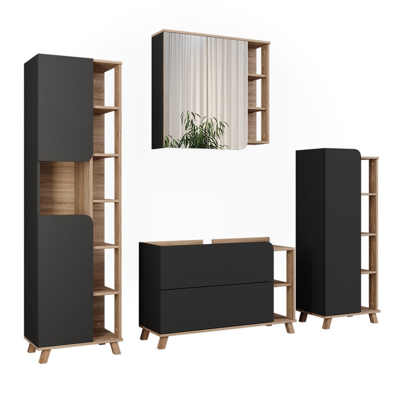 Vicco Zestaw mebli łazienkowych Karen, Sonoma/antracyt, 4 części