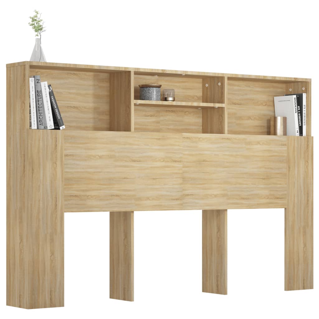 Tête de lit avec rangement en bois manufacturé 160x19x103,5 cm design moderne chambre chêne Sonoma – ComfortXL - 4