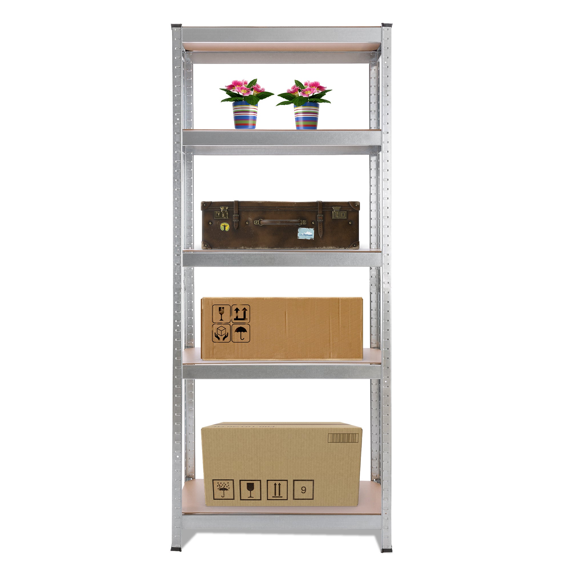 AREBOS Étagère Charge Lourde Rangement | 350 kg Capacité Totale | 75 x 30 x 180 cm | Métal galvanisé et Panneau de Fibre de Bois MDF - 9