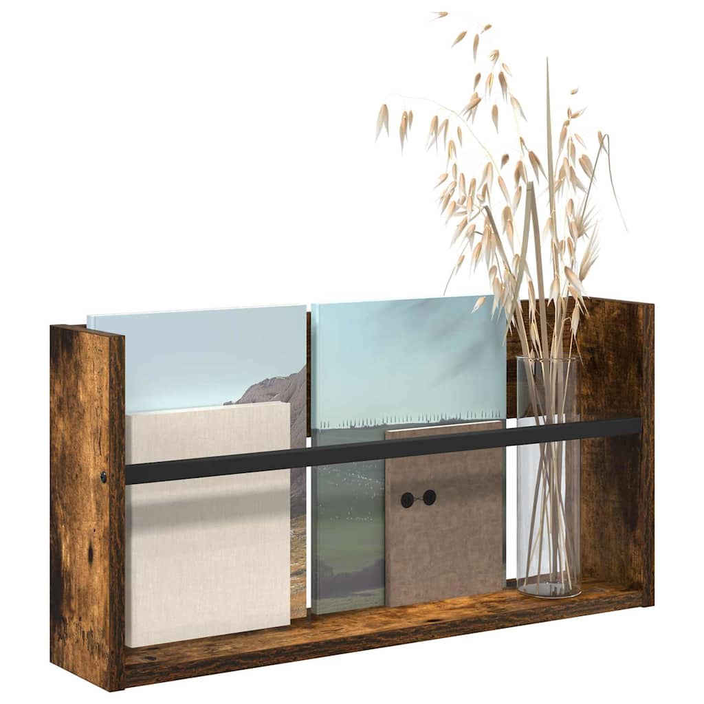 Étagère à magazines avec étagère Chêne fumé 60 x 12 x 30 cm vidaXL - 4