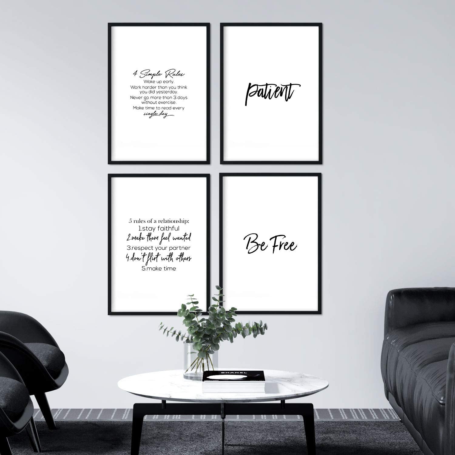 Pack de posters con frases inspiracionales. set de láminas de decoracion con palabras y frases motivadoras y llenas de energia. sin marco - a4