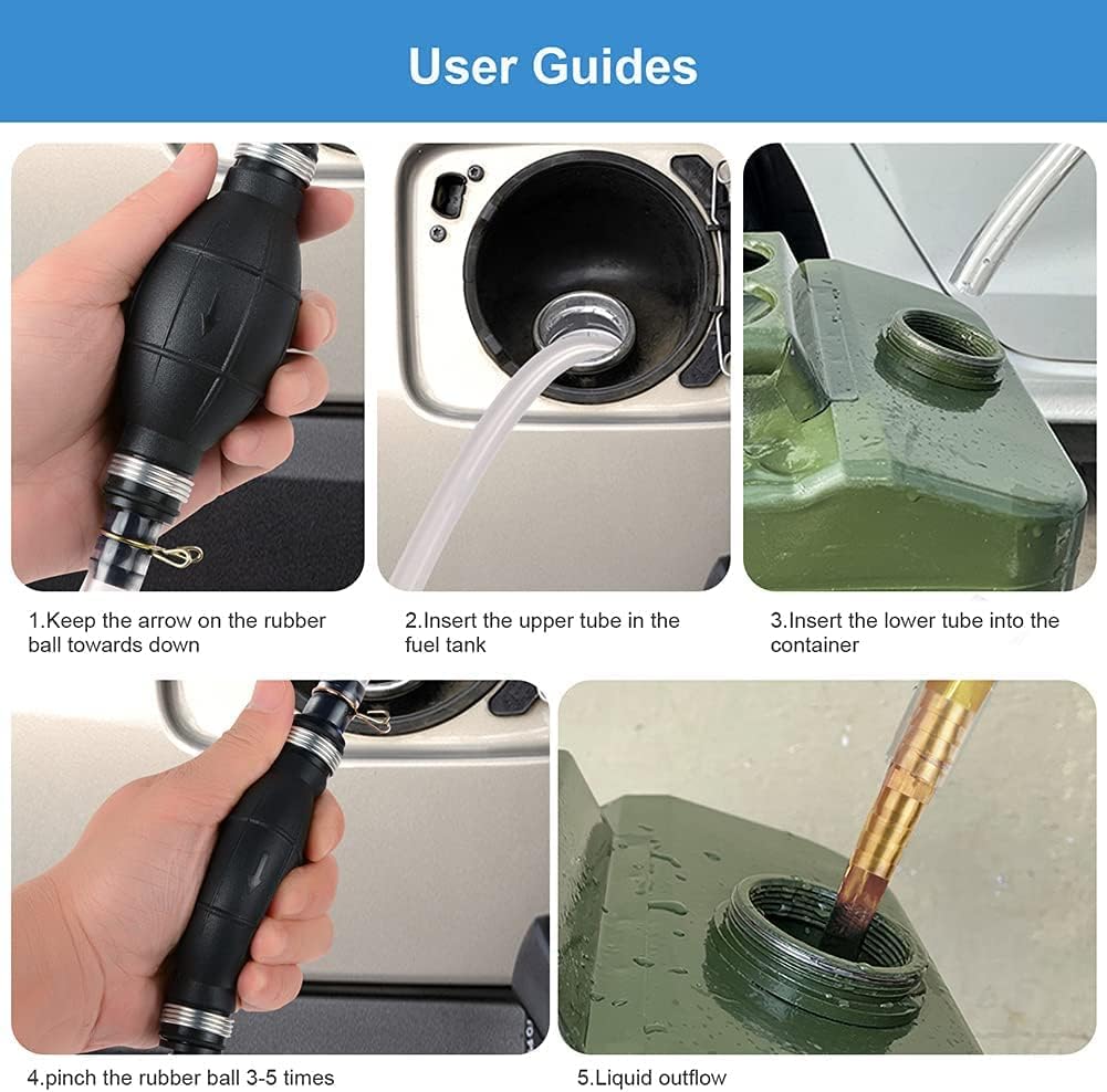 pompe a eau manuelle poire amorcage gasoil Pompe à siphon pour essence, gaz, huile, carburant, diesel, liquide, aquarium, pompe manuelle avec 2 tuyaux - 3