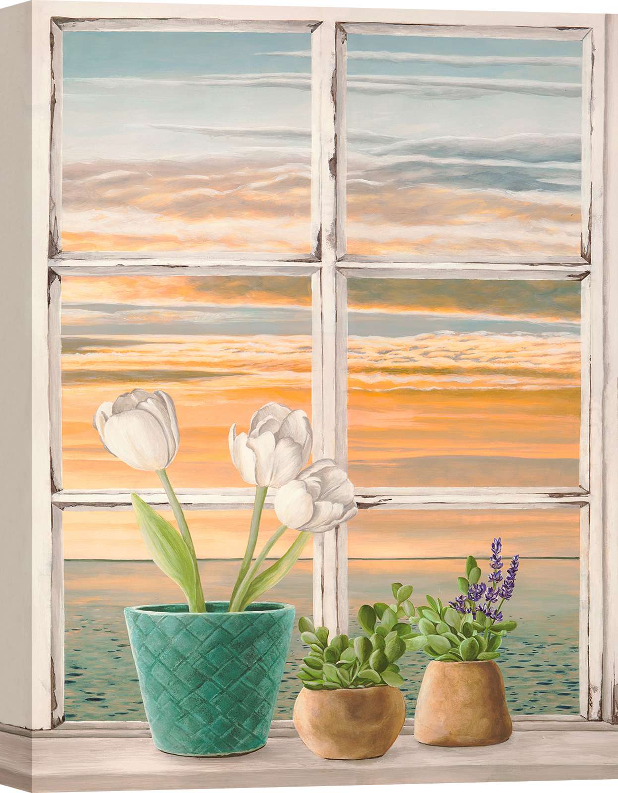 Cuadros para ventanas - impresión sobre lienzo - remy dellal, puesta de sol sobre el mar i - 100x70 cm