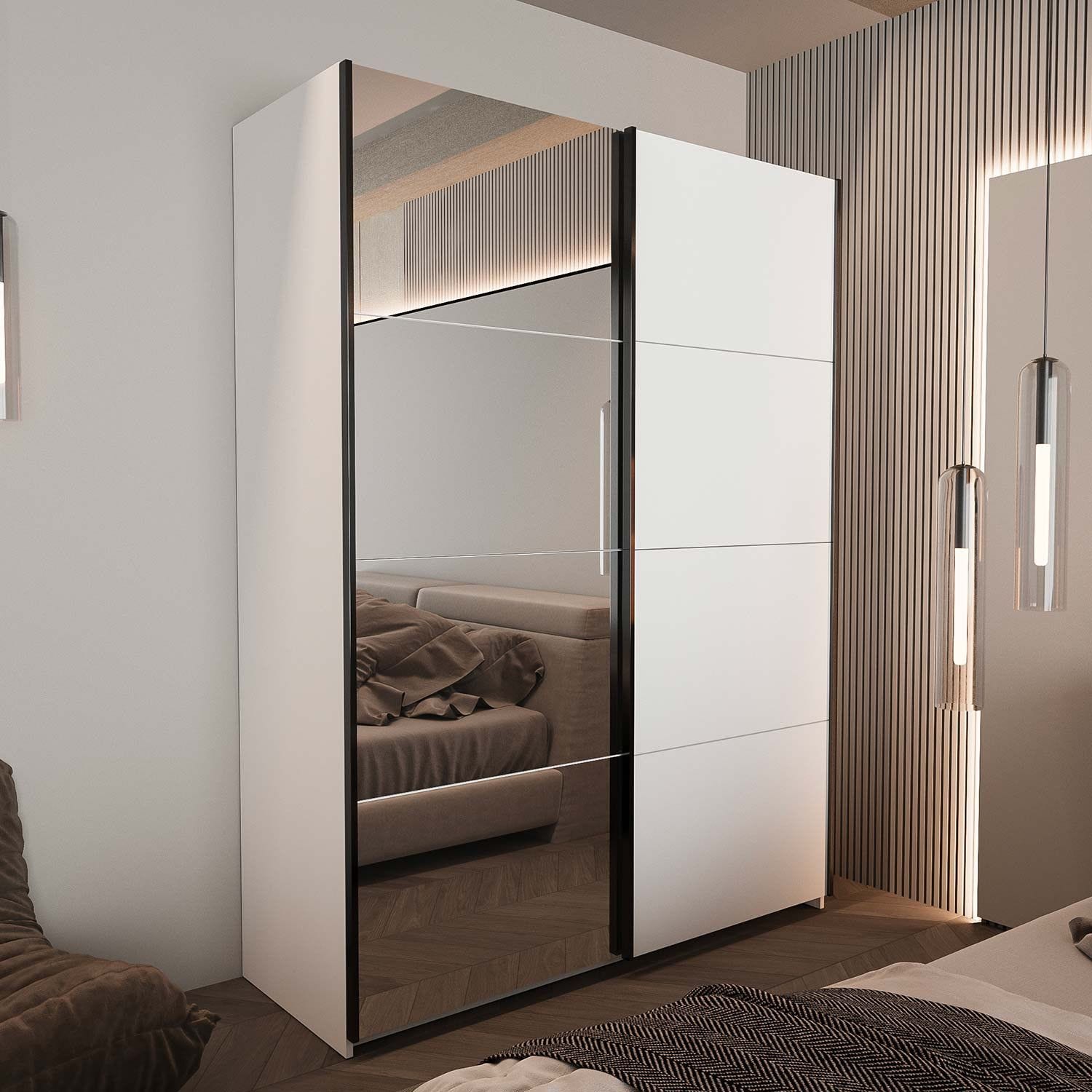 Armoire Avec Portes Coulissantes L150cm Zestal Blanc Et Miroir Leroy Armoire Avec Portes Coulissantes L150cm Zestal Blanc Et Miroir Leroy