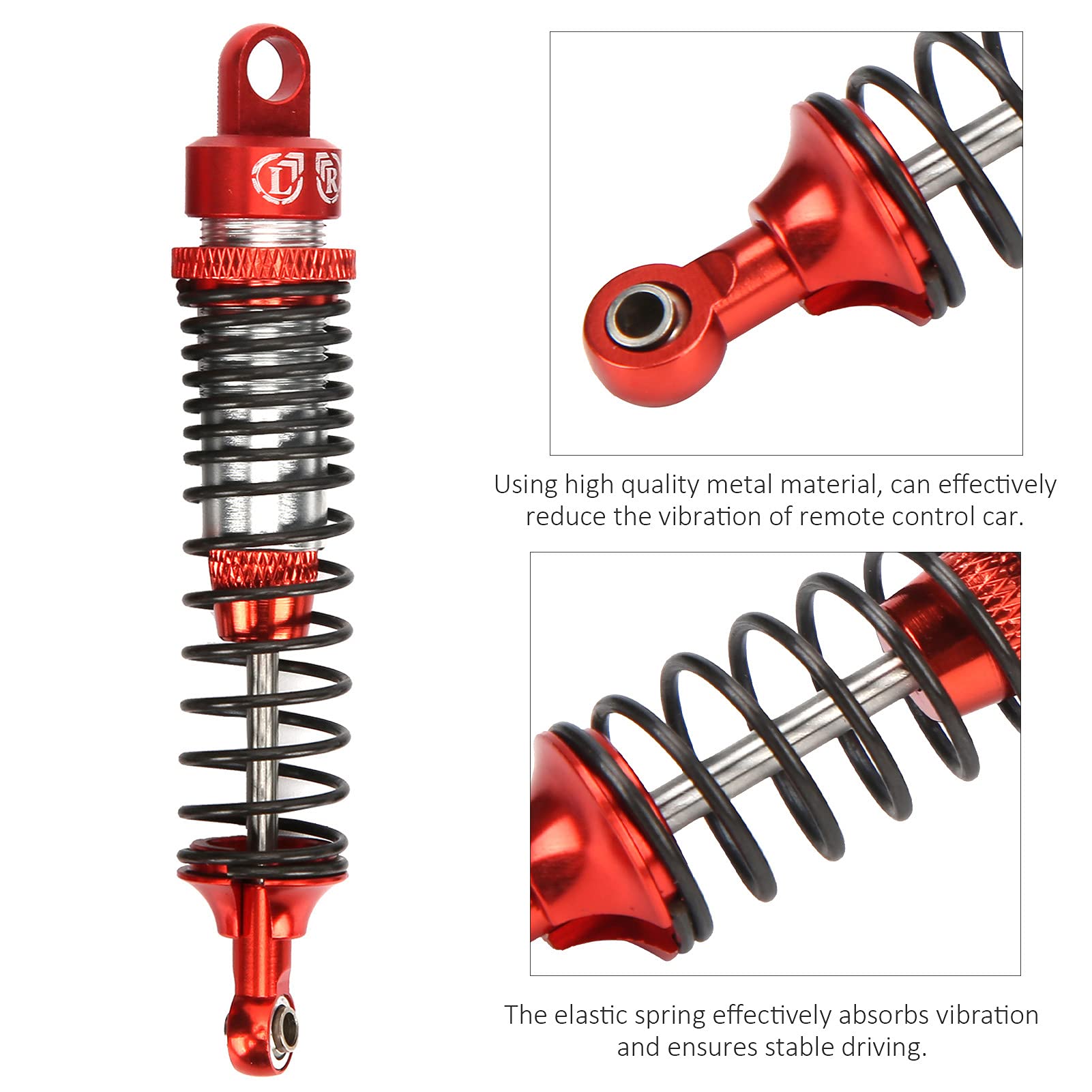 pezzi 100mm RC Metal Shock Absorber Damper Set per HSP / RGT / Himoto / Redcat 1/10 RC Car (rosso) - 4