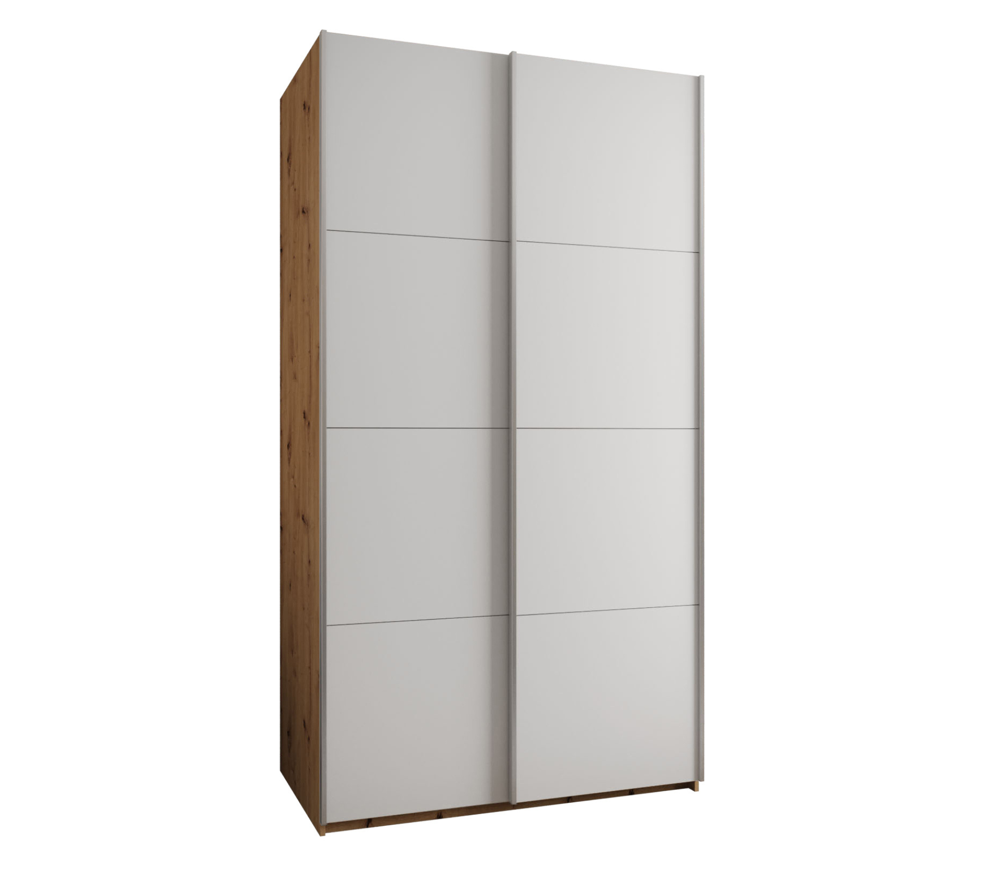 Szafa przesuwna wysoka Lux 1 130 x 64 x 245,5 cm artisan + biały + u. srebrny - Abiks Meble