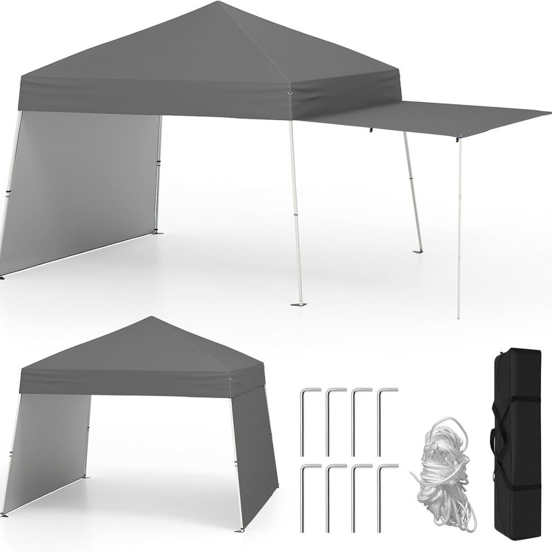 Składana Altana z 2 Ściankami Bocznymi, Altana Ogrodowa z Rozkładanym Daszkiem, Przenośny Namiot Barnum z Torbą Transportową