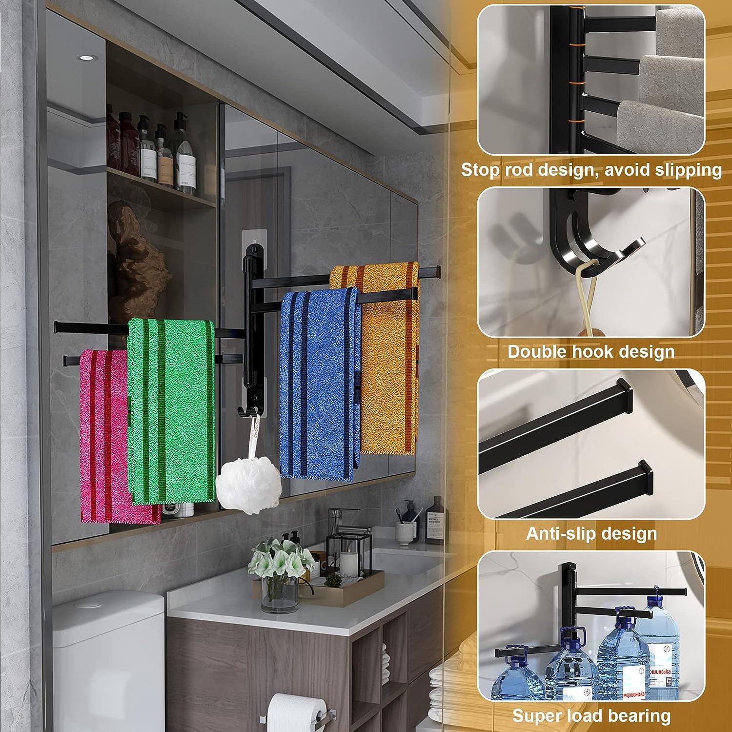 Set di 4 ganci appendi strofinacci da cucina, porta asciugamani adesivo per bagno, porta strofinacci autoadesivo da parete in acciaio inossidabile | Leroy Merlin