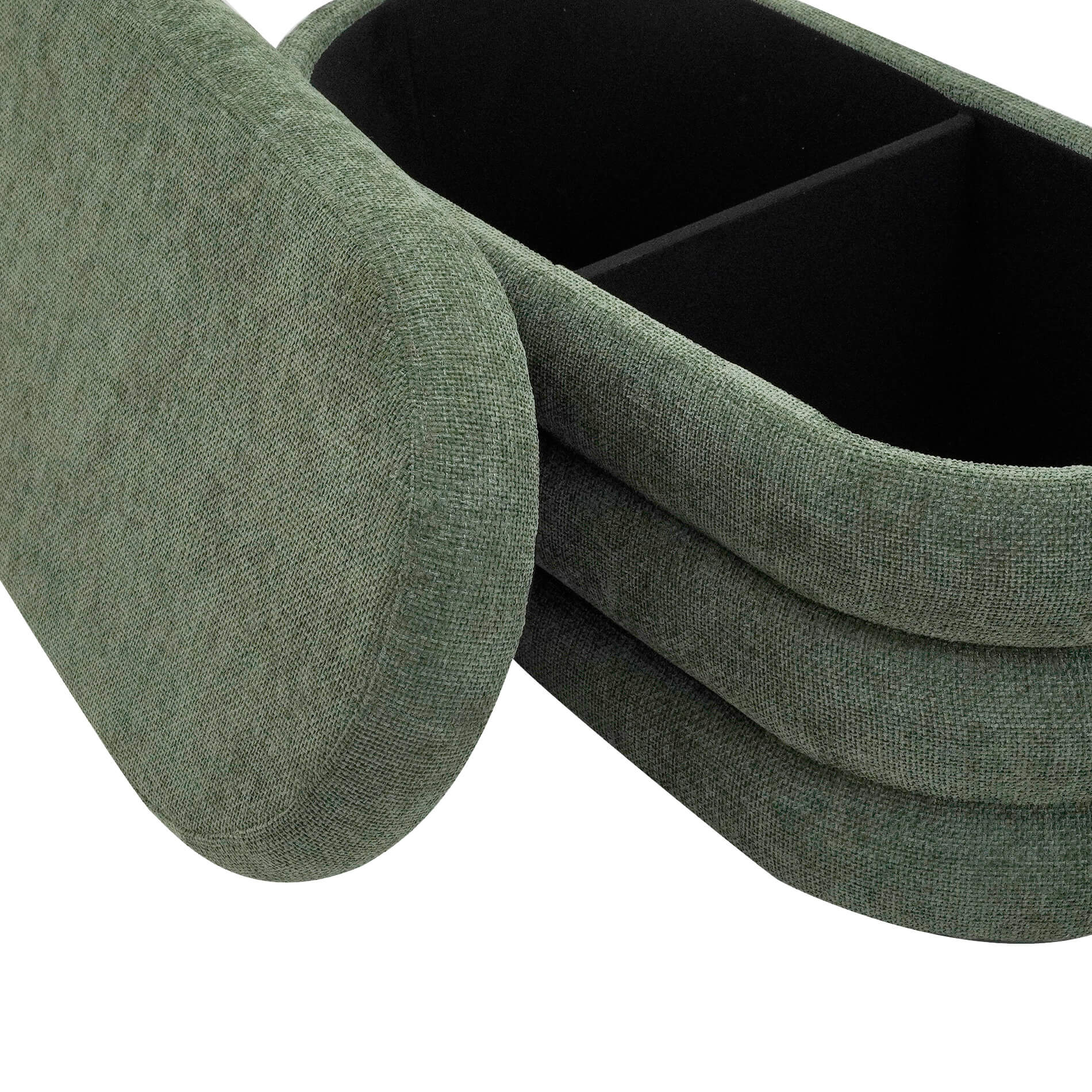 Rebecca Mobili Pouf avec rangement Zeytin 38x76x38 Tissu Polyester MDF Vert Foncé Moderne - 6