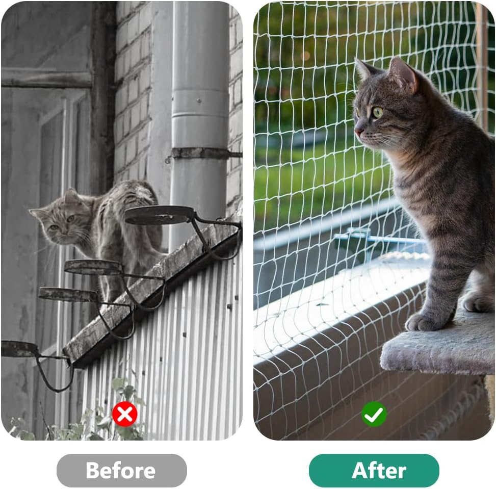 Filet de protection pour chat en nylon, filet transparent pour chat de balcon 3x4m, filet de protection pour chat de balcon découpable - 4