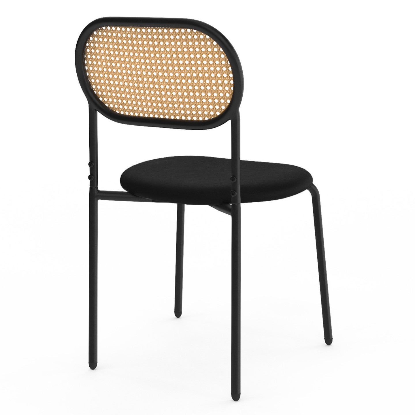 Lot de 4 chaises vintage CLOTILDE en métal noir et dossier cannage pour salle à manger - 5