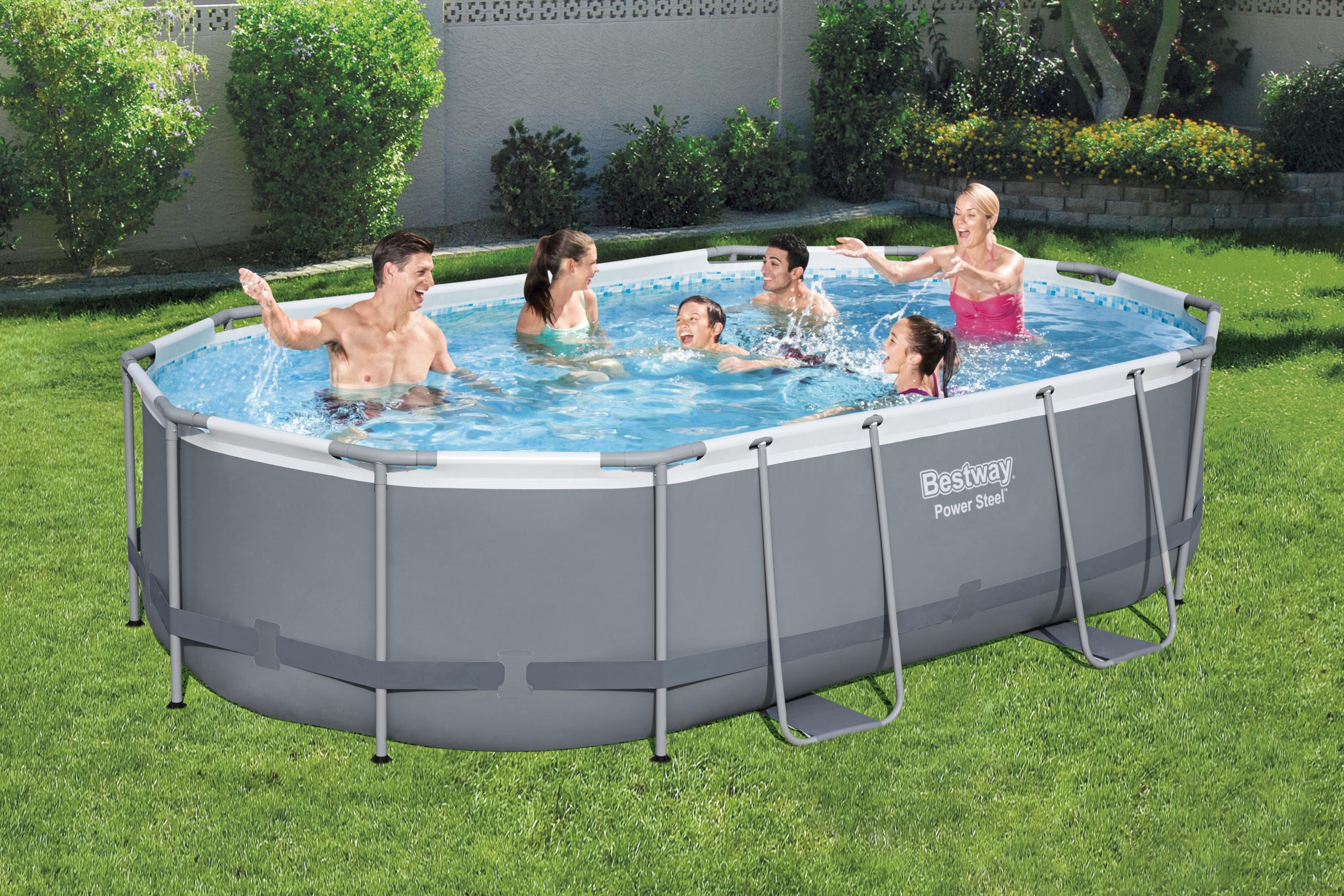 Piscina Power Steel ovale grigio 488x305x107h | Leroy Merlin