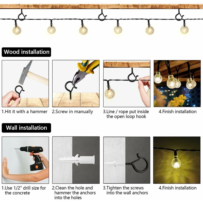Ganchos de techo con tornillos: hebilla de seguridad resistente con tornillos para colgar cestas de plantas, comederos para pájaros, campanillas de v - 4