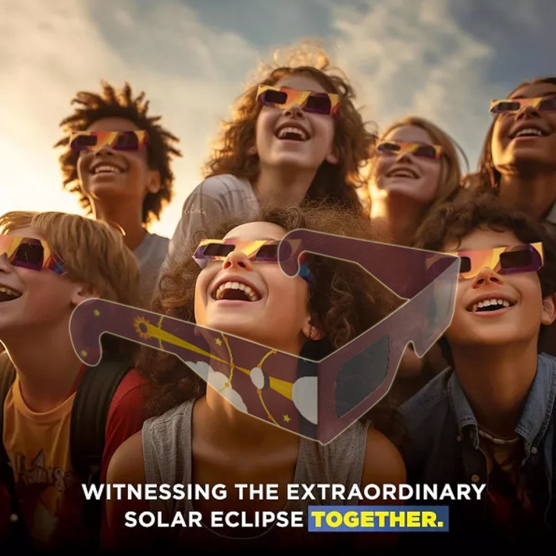 Lunettes d'observation d'éclipse, lot de 10 paires certifiées ISO 2024, pour adultes et enfants, vision sûre à trous d'épingle - 6