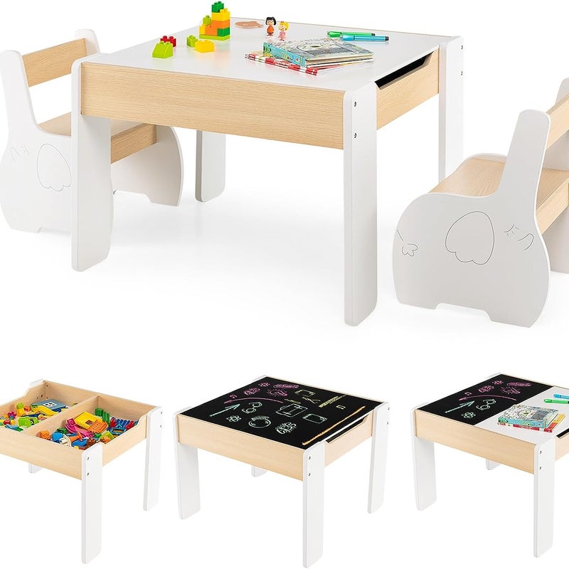 3-częściowy zestaw mebli dziecięcych z drewna, zestaw mebli dziecięcych z miejscem do przechowywania do pokoju zabaw, przedszkola