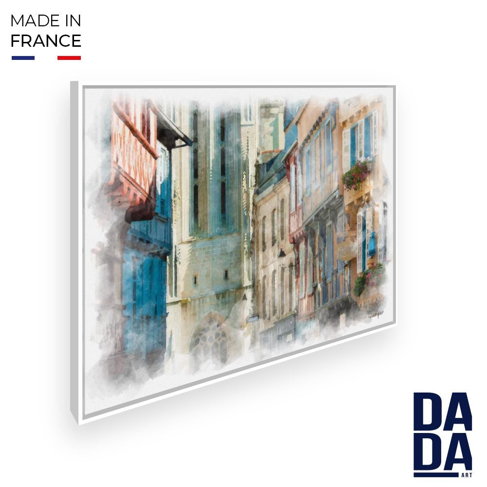 Tableau Rue de Quimper / 45x60cm / Cadre Blanc / Fabriqué en France ...