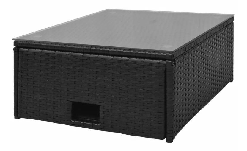 Salon de jardin 1 canapé avec coffre résine tressée noir Chaz - 3