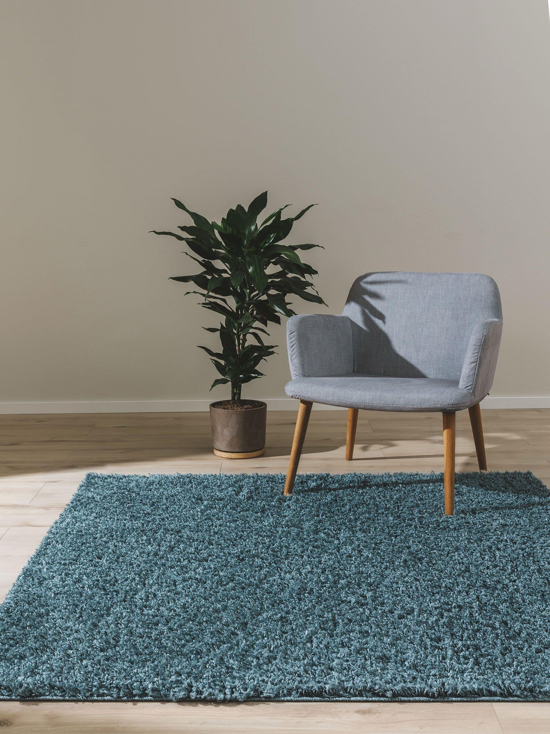 BENUTA - Alfombra pelo largo azul 200x200 cm | Leroy Merlin