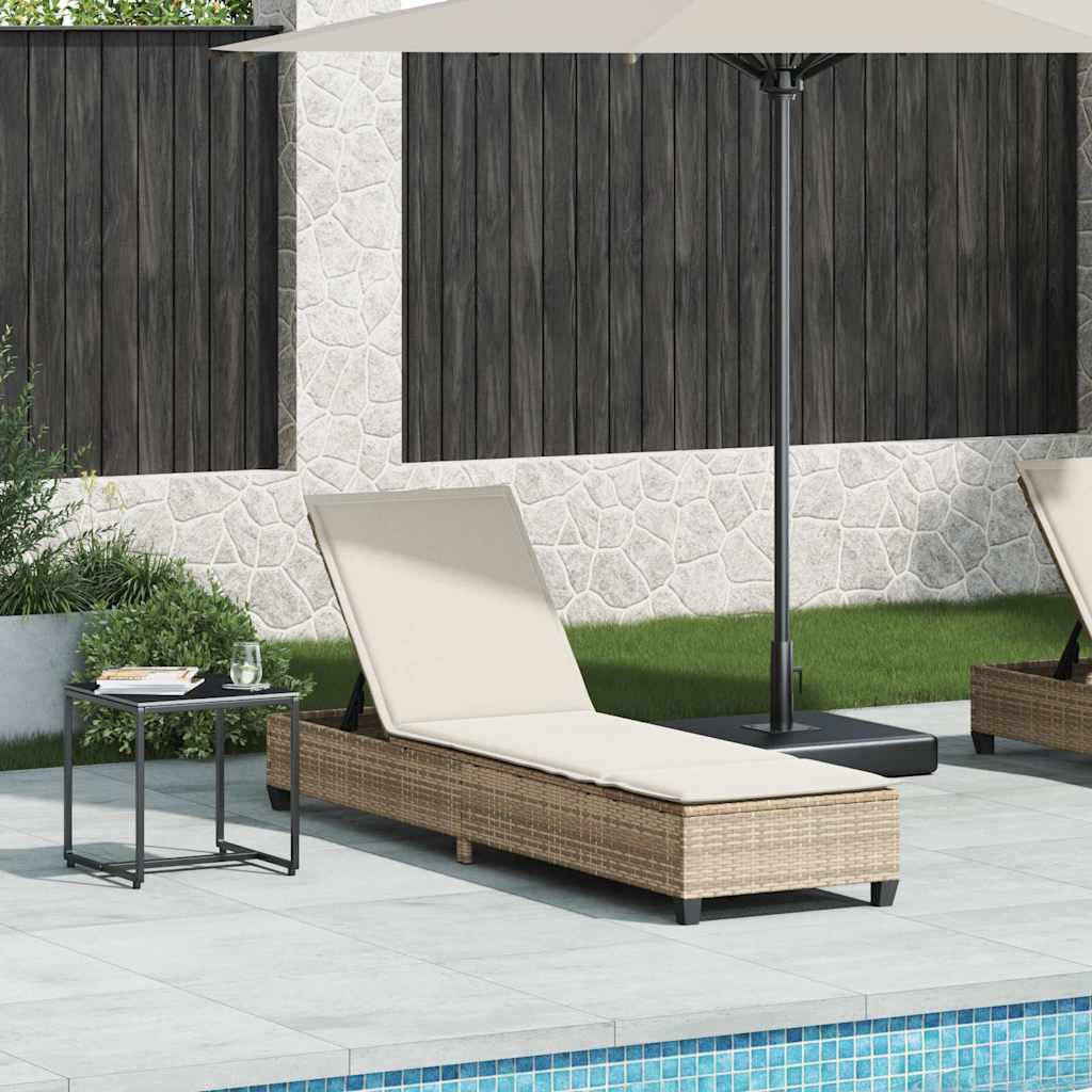 Leżak z poduszkami beżowy 55x200x25,5cm polirattan